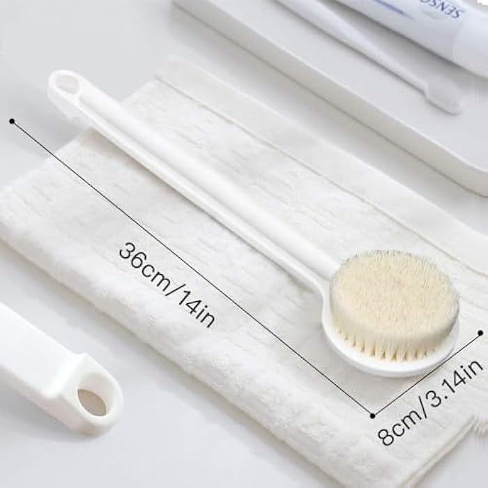 KREQU Bath Brush Back Scrubber for Bathing, Body Brush With Soft Comfortable Bristles Long Handle Gentle Exfoliation Improve Skin's Dry Brushing Body Back Scrubber for Shower - Image 3